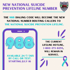 Woodstock Police Department Shares Information on New National Suicide Prevention Lifeline Number